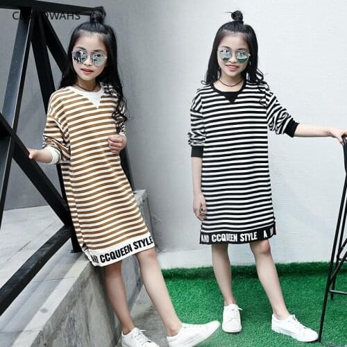 Kids Clothes GirlsSpring Stripe Long Sleeve T-shirt Long Girls In Pure Cotton Kids Clothes Girls 4 8 To 12 Ages Striped Shirt