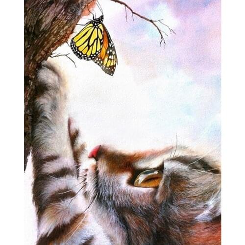 Diy animals diamond painting cat butterfly rhinestone embroidery mosaic sticker decor diamond tapestry posters wall papers gift