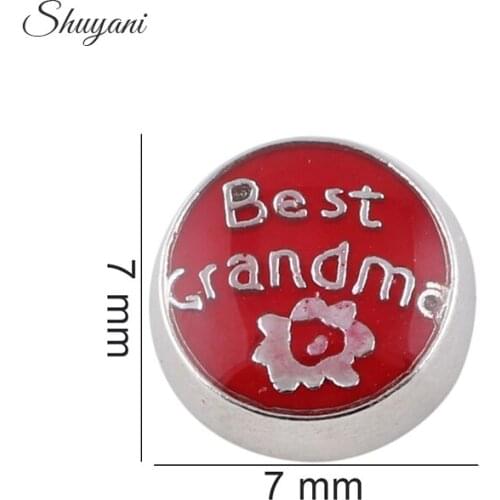 F374 New Design Round Aloy Metal Letter Grandma Charms Fit Glass Magnetic Photo Lockets Pendant