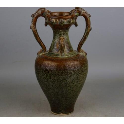 Antique SongDynasty porcelain vase,Yue Kiln Tea Glaze dragon bottle,Hand-painted crafts,Collection&Adornment,Free shipping