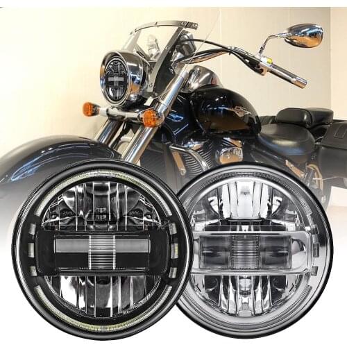 Chrome/Black 7inch LED Headlight For Harley Road Glide Road King Street Glide Lamp Motorcycle Accessories Led Headlamp With DRL