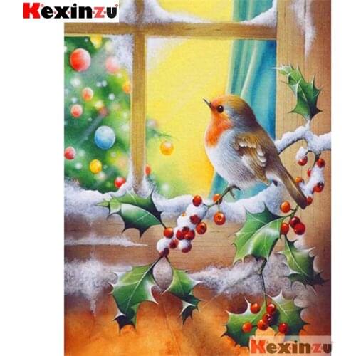 KEXINZU Full Square/Round Diamond Painting -Window bird- Embroidery Cross Stitch Diamond Mosaic Full Picture Of Rhinestone Decor