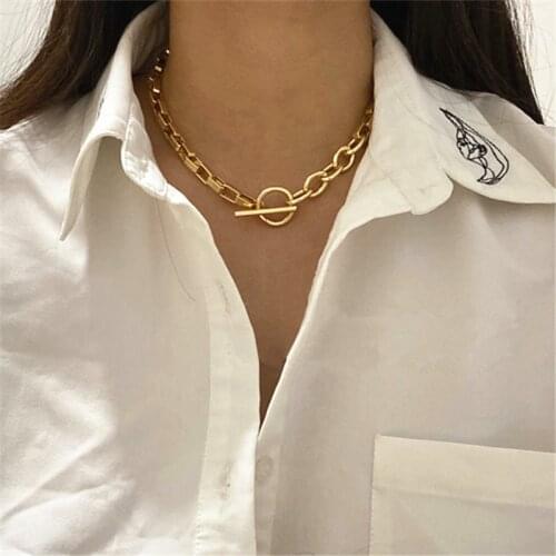 Gold Style, Metal 2020 New Short Cool Necklace, Party Banquet Alloy Simple Geometric Clavicle Chain, Suitable for Men and Women