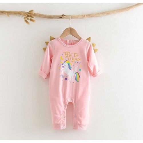 Baby Girls Rompers 2021 Spring Toddler Cartoon Unicorn Clothing Infants Boys Girls Fall Long Sleeve One-Pieces Jumpsuits