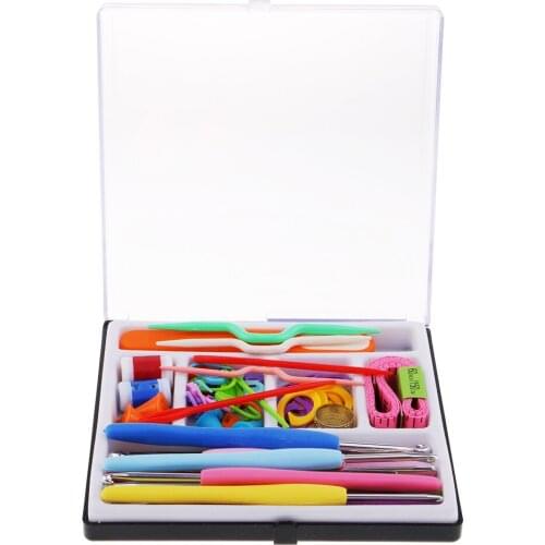 62 Pieces Crochet Hooks Needles Knit Weave Craft Yarn Set with Knitting Accessories
