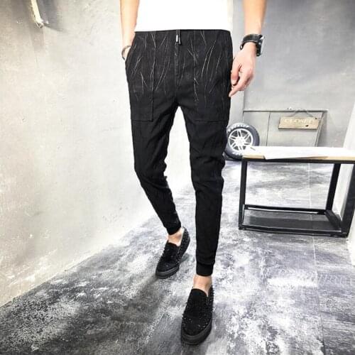 M-5xl 2020 New Spring Casual Pants Mens Tide Fashion Slim Harem Pants Hairstylist Nightclub Singer Trousers Foot Pants Costumes