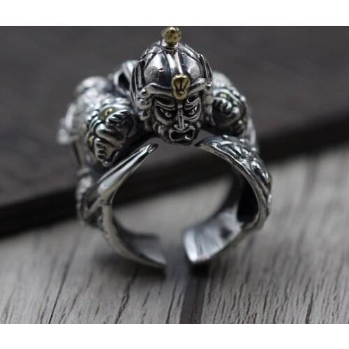 Unique Personality Retro Thai Silver Mens Ring S925 Sterling Silver Fashion Open Ended Ring