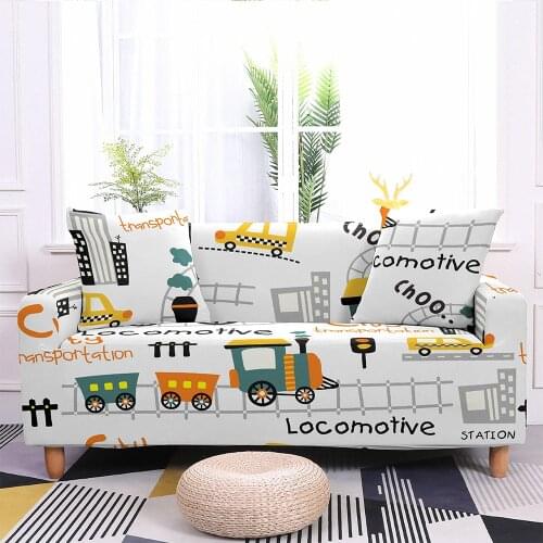 Cartoon Style Sofa Cover Polyester&Spandex Soft Elastic Fabric for Modern Living Room Sofa Anti-Dirty Anti-Pet All-Inclusive Set