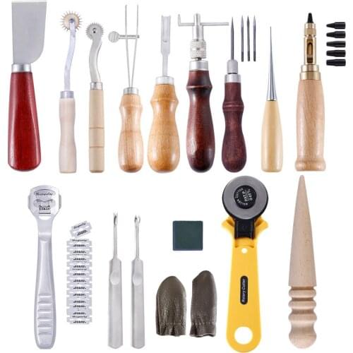Sewing Craft & Leather Tools Set 1set Leather Craft DIY Tool for Hand Sewing Stitching,Stamping Set and Saddle Making,Stitching