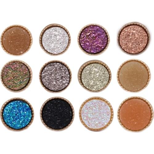 2020 New Flower Lace Edging Multicolor Round Resin Druzy Stud Earring for Girl Women