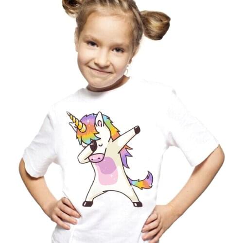 New Arrival T Shirt Girl Summer Vintage Aesthetics Unicorn Girls T Shirt O-Neck Short Sleeve Toddler Girls Tops Tee Clothes Teen