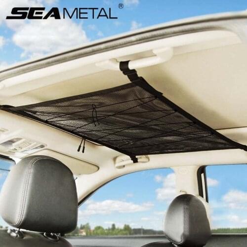 Portable Car Ceiling Storage Net Interior Auto Organizer Mesh Nets Vehicle Ceiling Storage Bag Car Cargo Pocket Goods Accessori