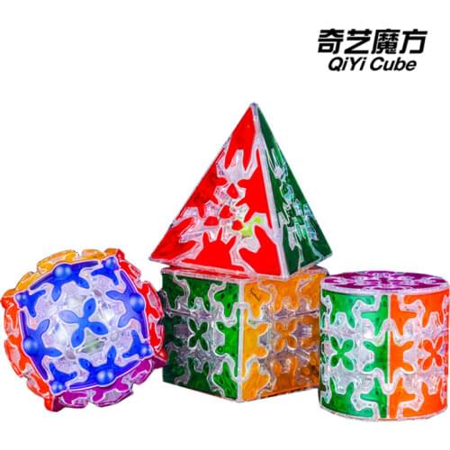 [Picube]Qiyi Gear 3x3 Pyramind Cylinder Sphere Transparent qiyi gear Speed Cubes Professional Cubo Magico Educational Kids Toys