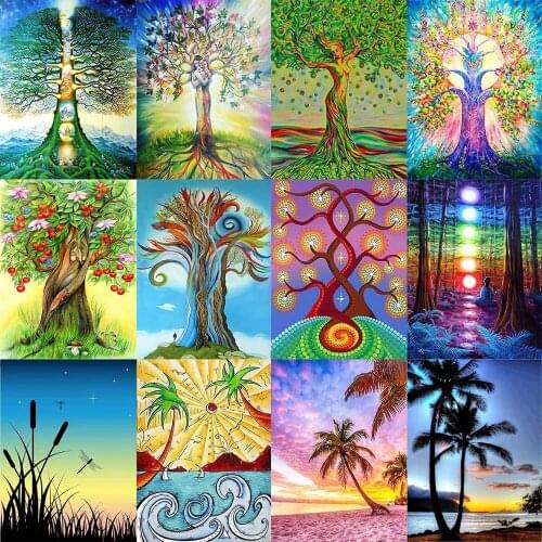 Full Round Diamond Painting Diamond Embroidery Landscape 5D DIY Diamond Painting Coconut tree Cross Stitch kit Home Decorations