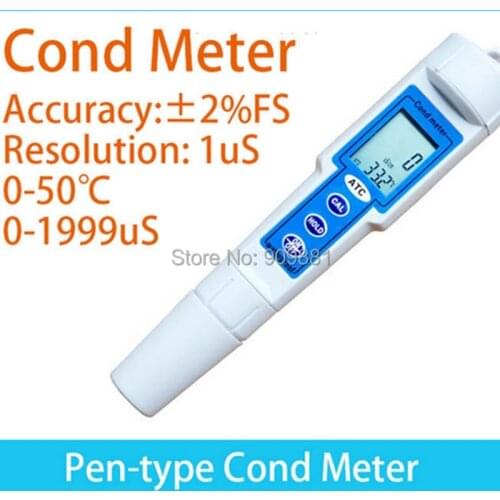 Portable Digital Conductivity Meter 0-1999 uS Waterproof Aquarium Beverage Flaboratory Water Quality Cond Temperature Tester