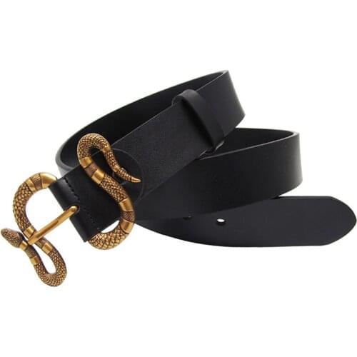 Western Snake Design Buckle Black Brown White Leather Men Belt Fashion Jeans Causal Pants Men Belt High quality 2020 new