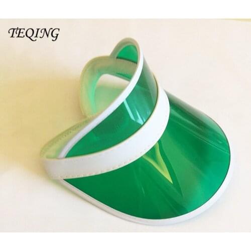 Summer Holiday Sun Hat Sun Visor Sunvisor Party Casual Unisex Hat Spring Autumn Red Green Clear Plastic Solid Adult Cap H-78