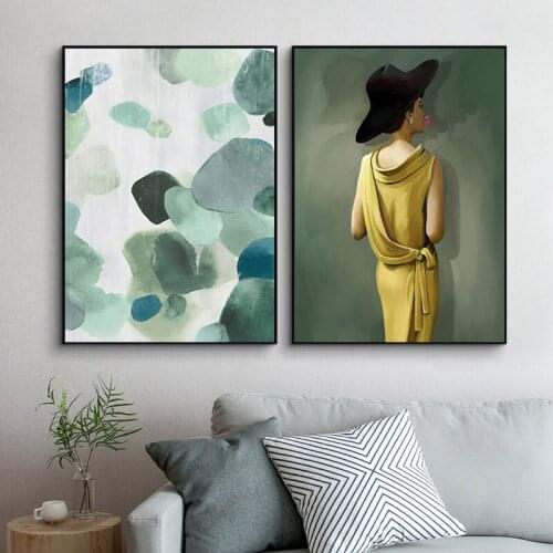 Nordic Abstract Characters Girl Woman Beauty Geometric Marble Texture Canvas Painting Wall Picture Poster Living Room Decoration