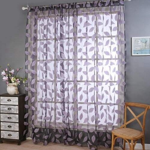 Modern curtain red purple leaf 3d curtains home decoration bedroom curtains window voile tulle fabric curtain window decoration