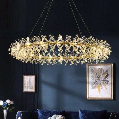 Modern Design Crystal Led Pendant Lights Gold Led Pendant Lamp Living Room Decor Hanging Light Suspension Luminaire Drop Lights