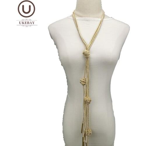 UKEBAY New Gold Tassel Necklace Women Long Luxury Jewelry Handmade Designer Jewellery Bohemian Pendant Necklaces High Street