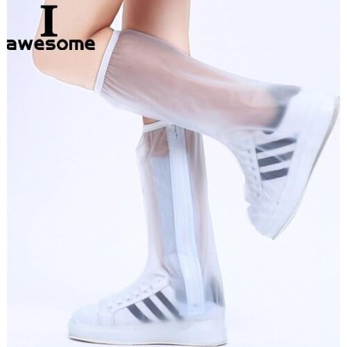 Waterproof Rain Reusable Shoes Cover Slip-resistant Zipper Boots Overshoes High Quality High Shoes Cover 3 Colors Dropshipping