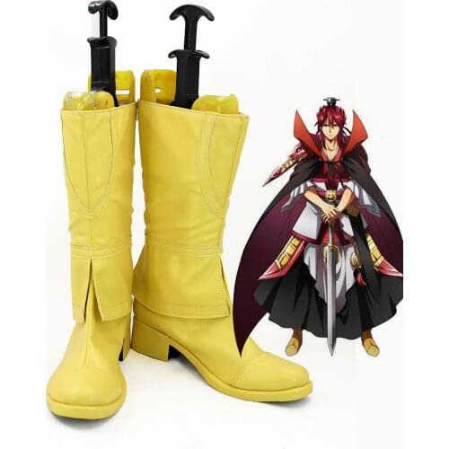 Magi The Labyrinth of Magic Kouen Ren Cosplay Boots Yellow Custom Made