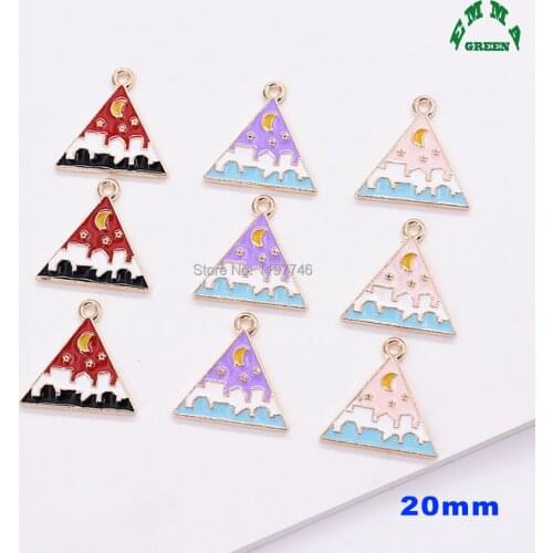 Japanese Charms for Jewelry making Mount Fuji Charm Pendant Enamel Charms 20mm 10pcs Metal Charm Gold Charm for diy Accessories