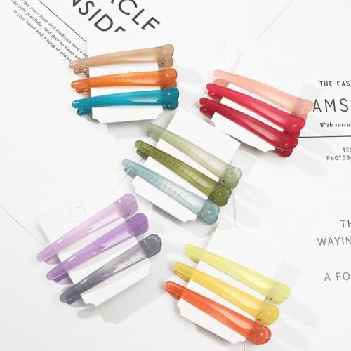 3 Pcs/Set Women Hair Accessories Woman Plastic Hair Pins Jelly Color Duckbill Hair Clips for Girls Styling Tools Barrettes