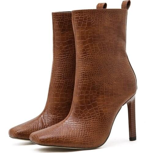 High Quality Women Ankle Boots Zip Pointed Toe Footwear 10.5CM High Heels Female Boots Party Shoes Women Nice Winter Boots