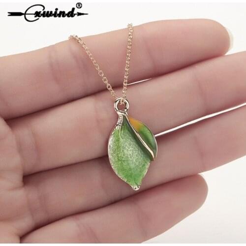 Cxwind Femme Statement Leaf Necklaces Pendants Green Leavs Pendant For Women Men Choker Necklace Jewellery Accessories collares