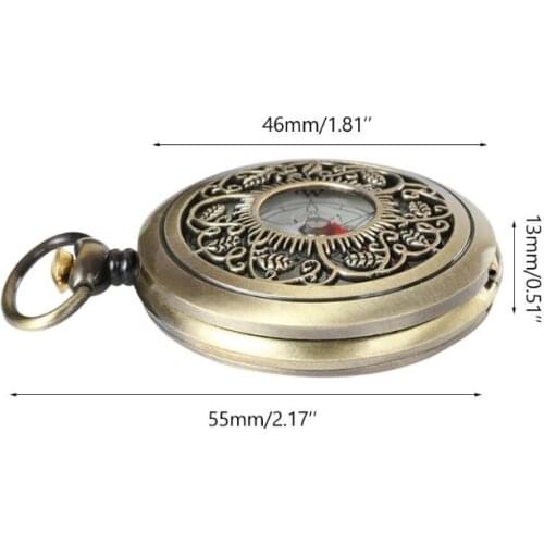 1pc Vintage Bronze Compass Pocket Watch Design Outdoor Hiking Navigation Kid Gift 03KA