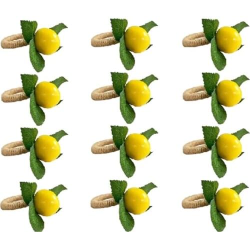 12Pcs Simulation Lemon Plant Napkin Ring Fruit Meal Buckle Hotel Model Room Napkin Ring