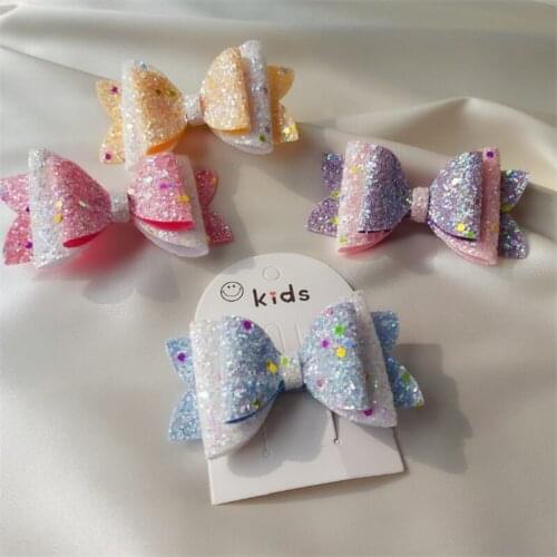 15pcs/lot Fashion Ins Princess Hairgrips Glitter Hair Bows with Clip Dance Party Bow Hair Clip Girls Hair Accessories