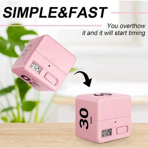 2 Pieces Square Timer Gravity Sensor Flip Timer for Kitchen Child Workout Study