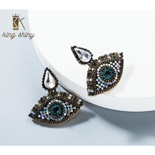 2020 korean AB color water drop statement earring paved Horus Evil Eye Dangle Earrings For Women Fashion Jewelry Birthday Gifts