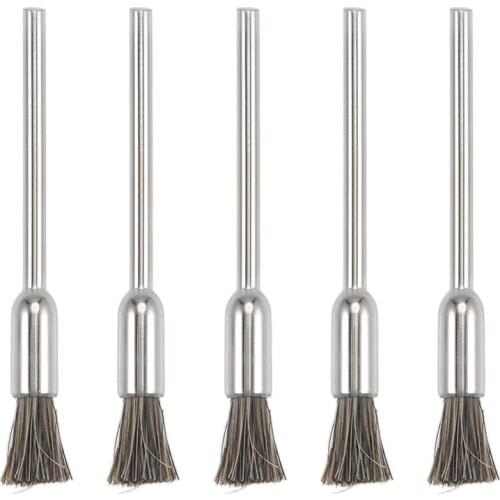 Uxcell Mini Nylon Buffing Wheels Brush 5X9mm with 2.35mm Arbor to Rotary Tool Polishing Brown to jewelry metal wood etc 5Pcs