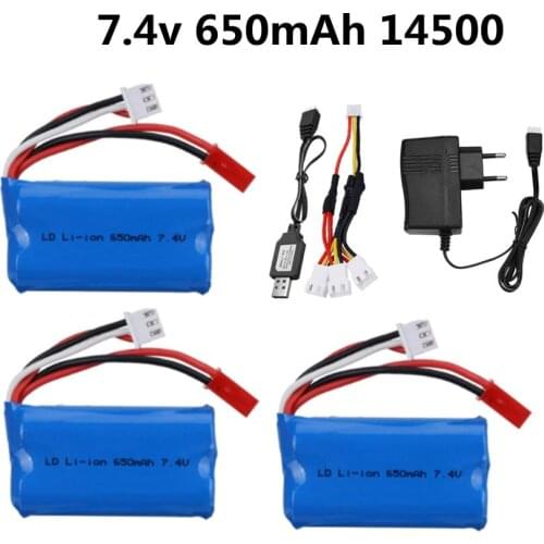 7.4V 650mAH 14500 for Syma F1 Remote Control Helicopter RC Aircraft Lipo 2s Li-ion Battery 14500 15C rc Quadcopter Toys Parts