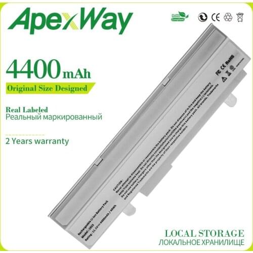 Apexway White 4400mAh Laptop Battery For Asus Eee PC 1215N 1011 VX6 1015B 1015P 1015T 1015PN 1016P 1015PE 1011B 1011BX 1011C