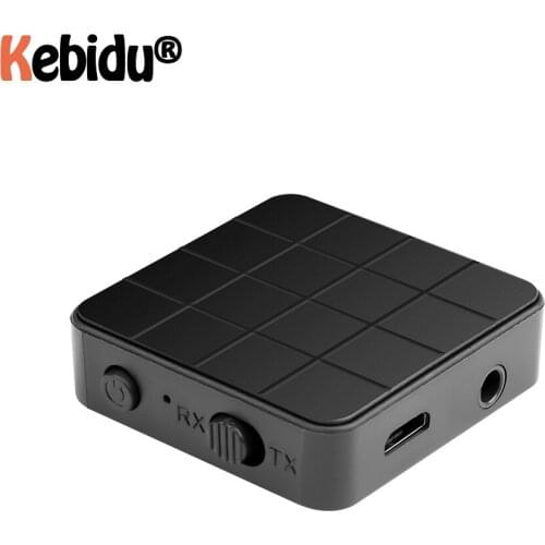 Kebidu 2 IN 1 Audio Transmitter Receiver Bluetooth 5.0 Wireless Adapter 3.5mm Stereo Audio Dongle For TV Car /Home Speakers