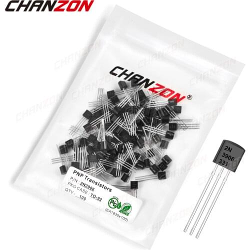 100Pcs 2N3906 TO-92 PNP Transistor Bipolar Junction BJT Pwerful Tube Fets Markings 2N3906 -0.2A -60V Integrated Circuits