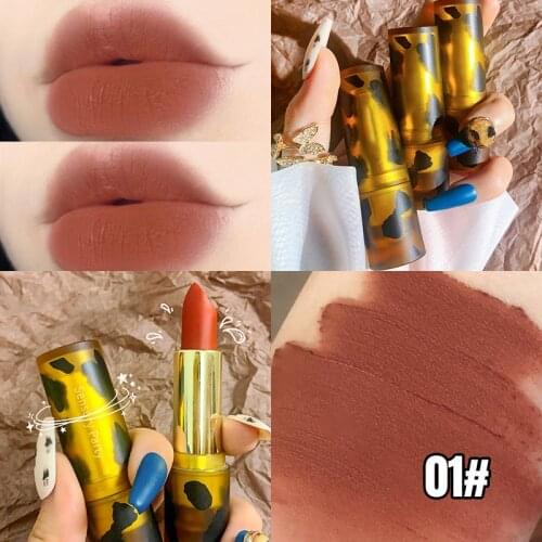 Lip Gloss Is Not Easy To Fade, Not Easy To Stain Cup Leopard Gold Tube Velvet Mousse Lipstick No Lip Lines