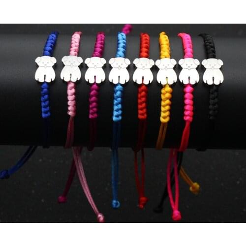 Brand Design Stainless Steel Lovely Little Bear Bracelets for Women Girls Lucky Manual Braid Rope Woman Bracelet Charm Jewelry