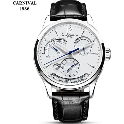 CARNIVAL Kinetic energy dual time display Mechanical Watches Men Top Luxury Brand Watch Sports Automatic Sapphire Waterproof Men