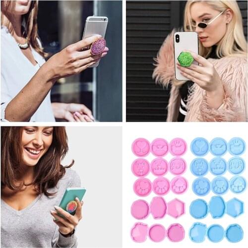 Phone Grip Mold Epoxy Resin On Top Kit 15 Cavity Silicone Irregular Round Molds Crystal Mold DIY Handmade Soap Making DROPSHIP