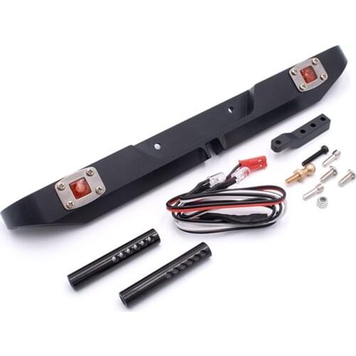 Rc Car Body Metal Rear Bumper With Lights And Trailer Hook Kits For 1:10 Cars Scale Models Traxxas Trx4 Axial Scx10 2 ii XJ 90046 Parts