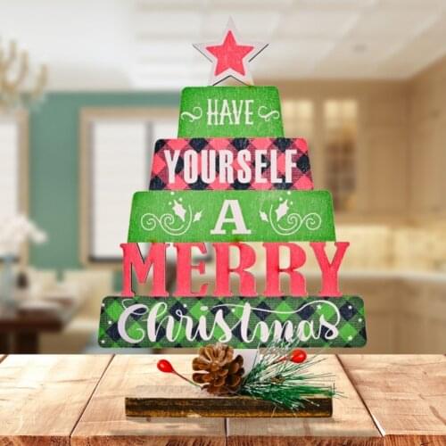 Home Decor Christmas Decoration Wooden Hollow Printing Decorative Tree Cake Shape Ornaments Printing Christmas Ornaments 2021