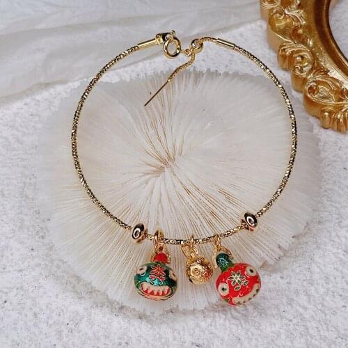 Ethnic Halloween Lucky Happiness Money Eating Monster Bells Gold Color Bangles Bracelets for Women Fashion Jewelry Gifts YBR590