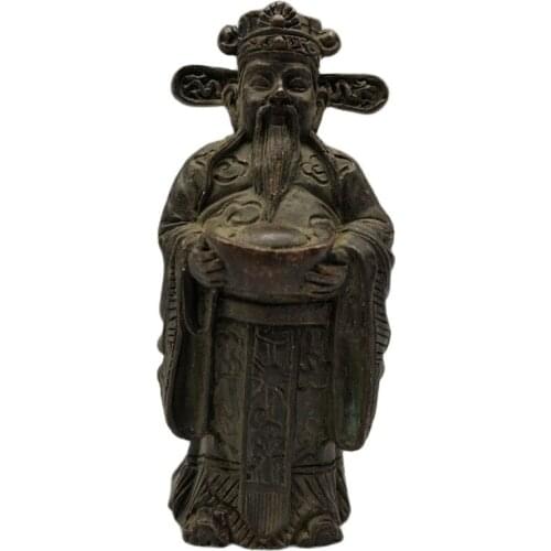 Chinese Tibet Buddha Bronze Statue God of Wealth Old Copper Statue
