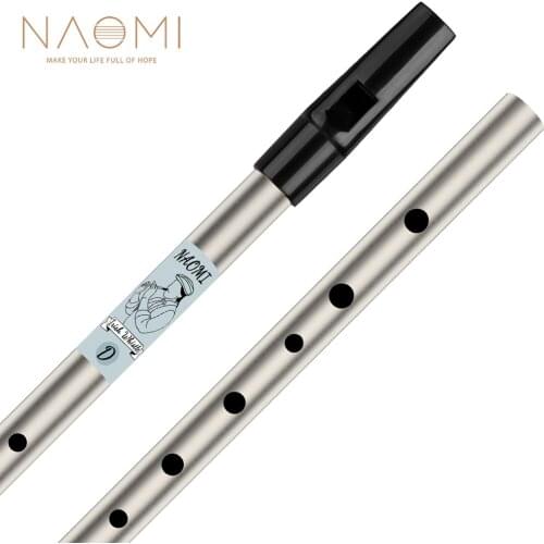 NAOMI 6 Holes Tin Whistle Traditional Irish Penny Whistle Brass Material Musical Instrument for Beginners Key of D